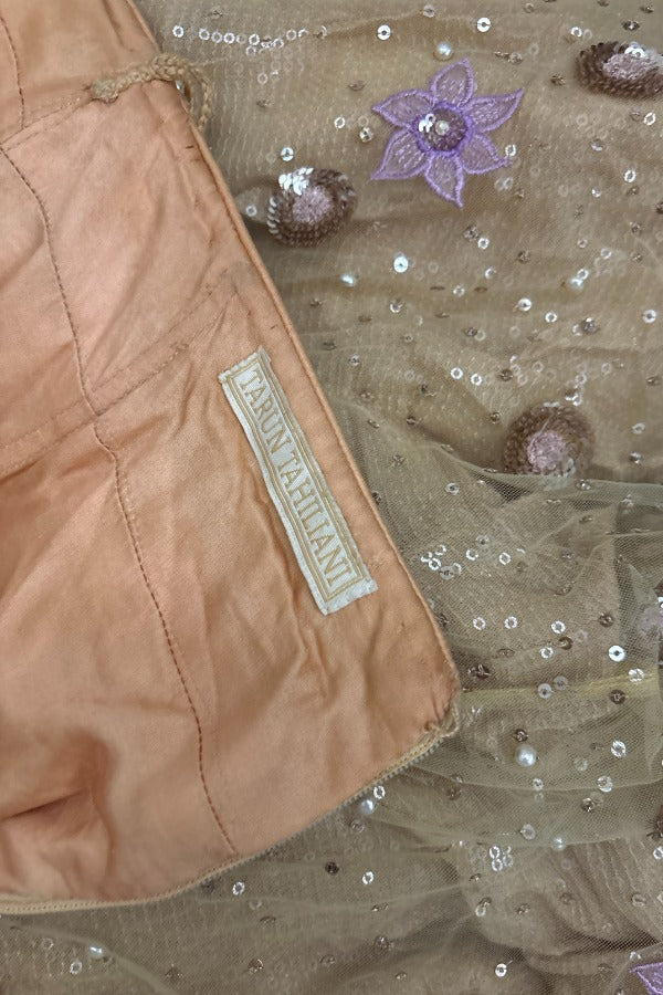 Tarun Tahiliani Pastel Floral Embroidered Net Lehenga Set - Image 5