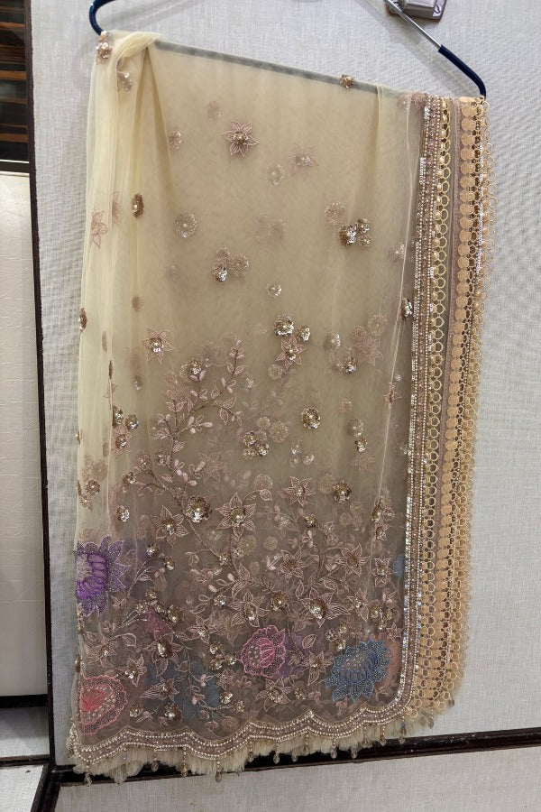 Tarun Tahiliani Pastel Floral Embroidered Net Lehenga Set - Image 6