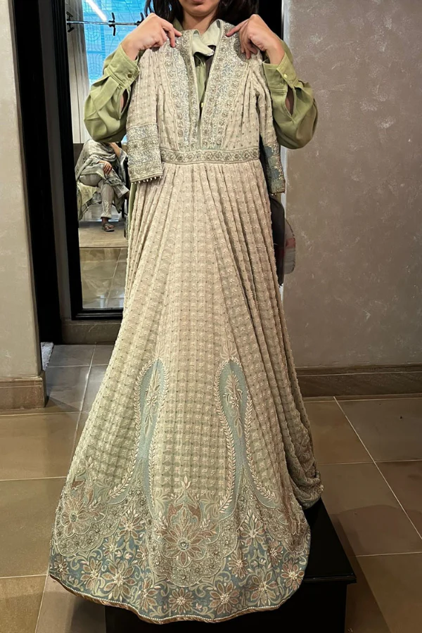 Tarun Tahiliani Mint embroidered kalidar anarkali set - Image 2