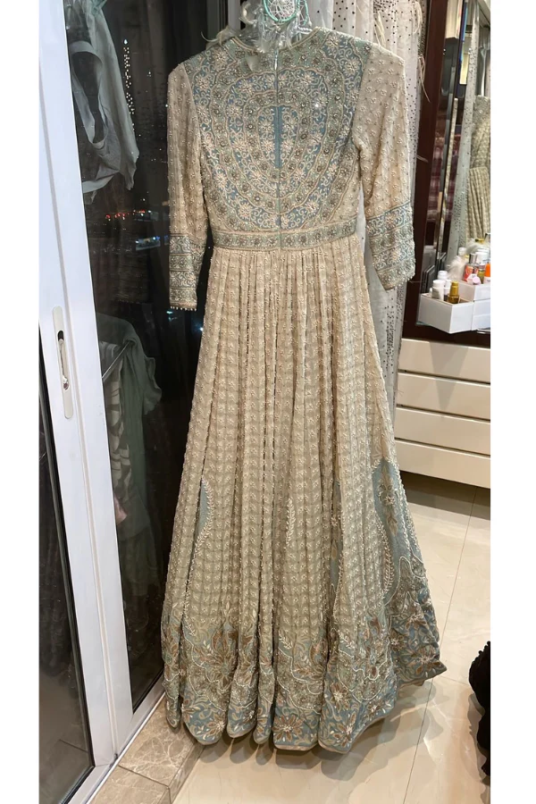 Tarun Tahiliani Mint embroidered kalidar anarkali set - Image 4