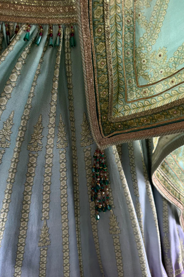 Tarun Tahiliani Mint Fuchsia Ombre Lehenga set - Image 5