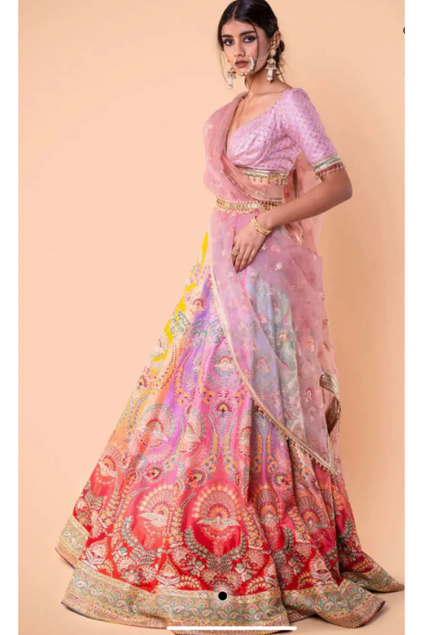 Tarun Tahiliani Multicolour Embroidered Lehenga Set - Image 5