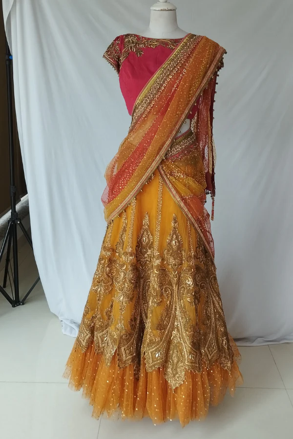 Tarun Tahiliani orange embroidered lehenga set