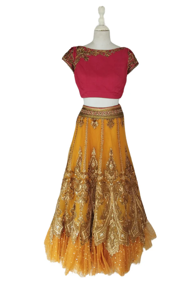 Tarun Tahiliani orange embroidered lehenga set - Image 2
