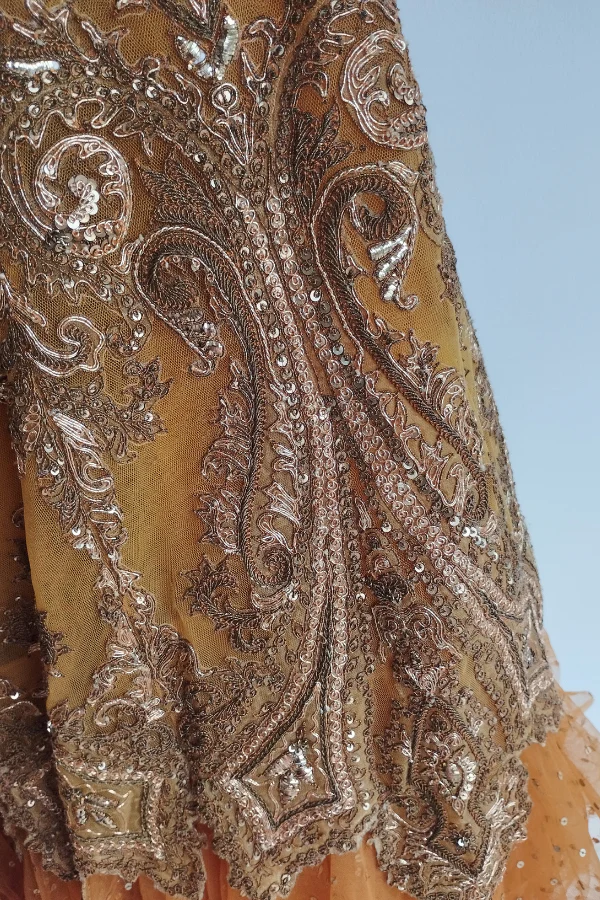 Tarun Tahiliani orange embroidered lehenga set - Image 7