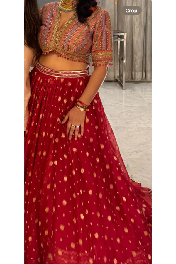 Tarun Tahiliani red skirt & top set - Image 2