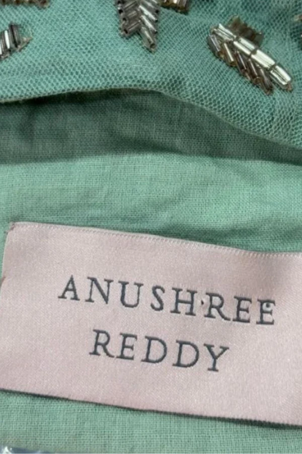 Teal green Ruffle Saree set - Image 6
