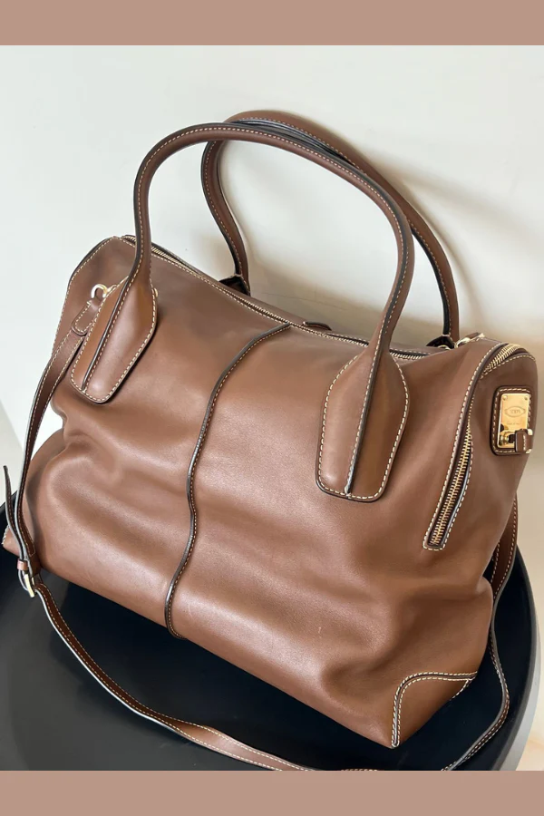 Tod’s Brown Leather D-Styling Bauletto Medio Satchel - Image 2