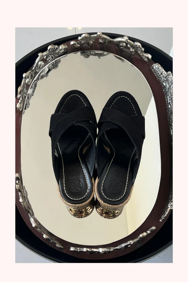 Tory Burch Black Wedges Size 9 - Image 2
