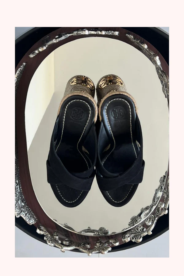 Tory Burch Black Wedges Size 9 - Image 3