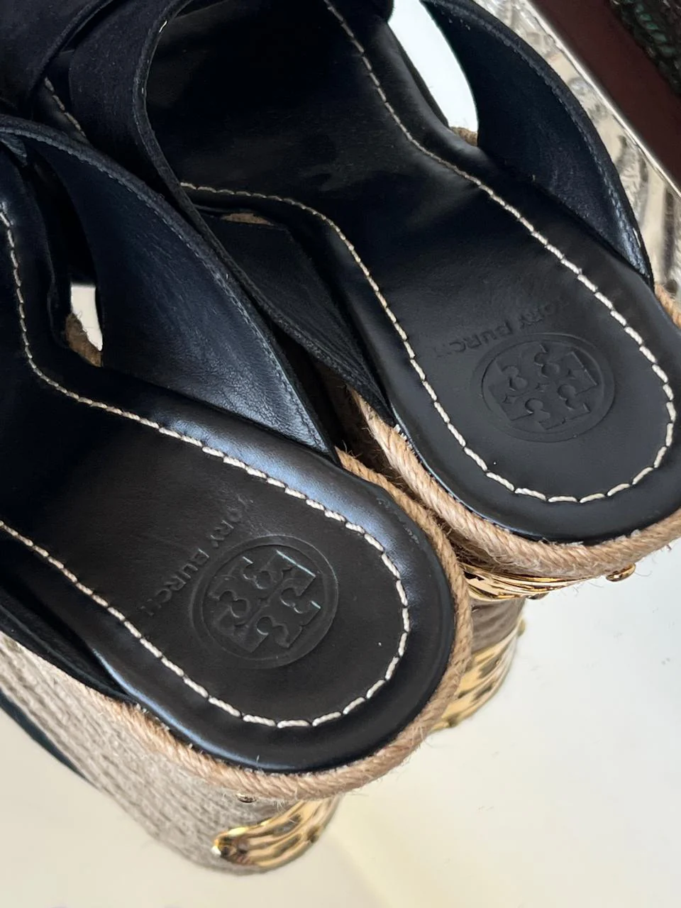 Tory Burch Black Wedges Size 9 - Image 6
