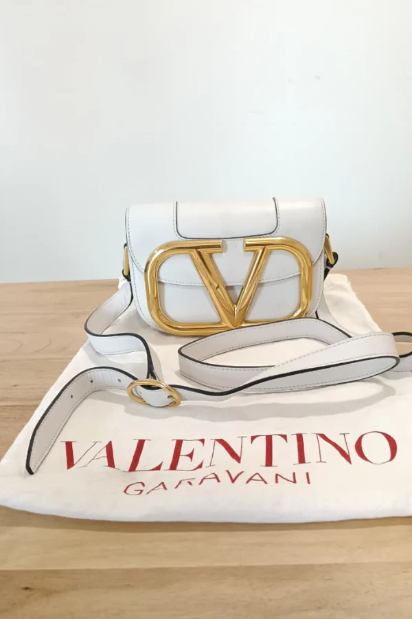 Valentino Off White Super Vee Crossbody Bag - Image 4