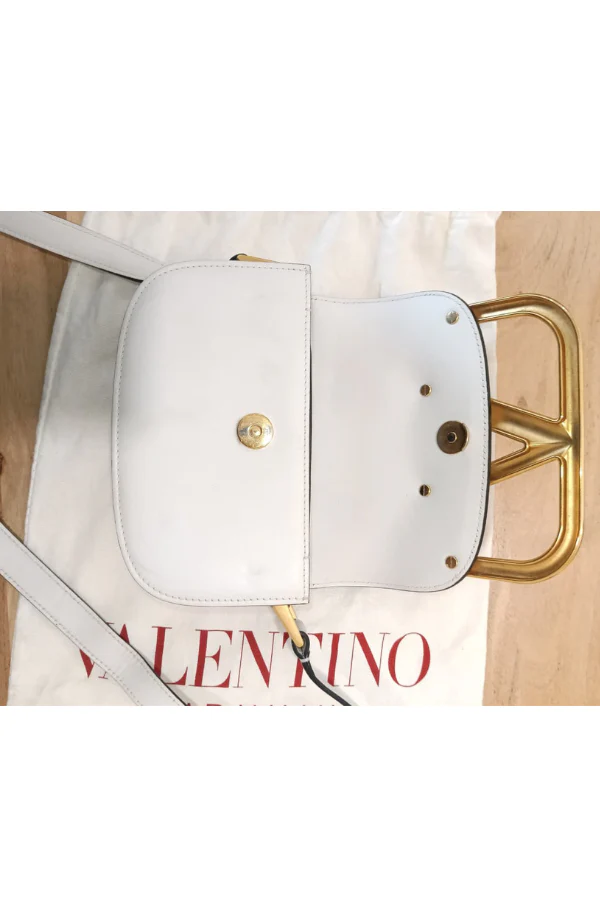 Valentino Off White Super Vee Crossbody Bag - Image 6