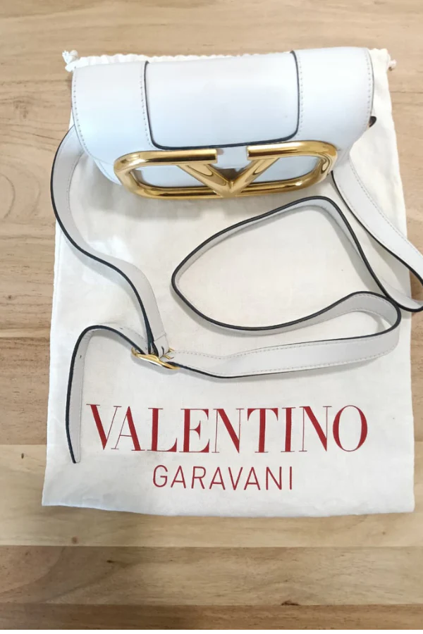 Valentino Off White Super Vee Crossbody Bag - Image 8