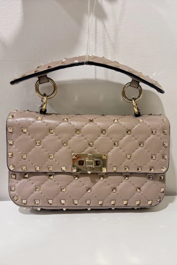 Valentino Old Rose Quilted Leather Small Rockstud Spike Chain Bag - Image 2