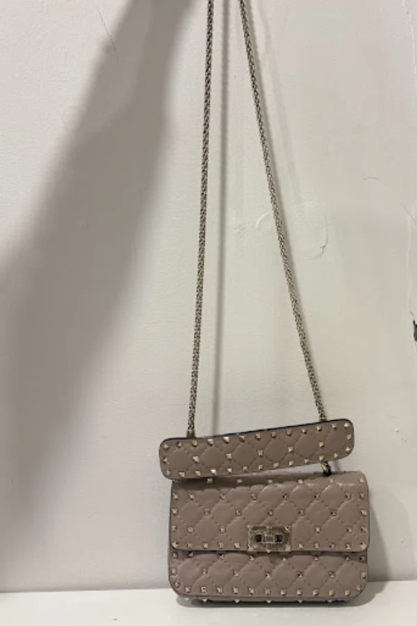 Valentino Old Rose Quilted Leather Small Rockstud Spike Chain Bag - Image 4