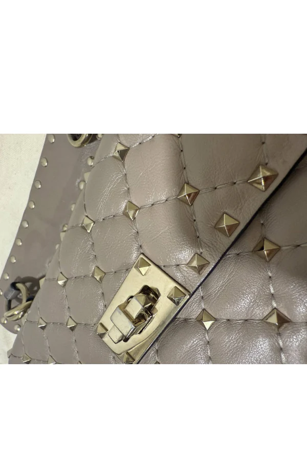 Valentino Old Rose Quilted Leather Small Rockstud Spike Chain Bag - Image 7