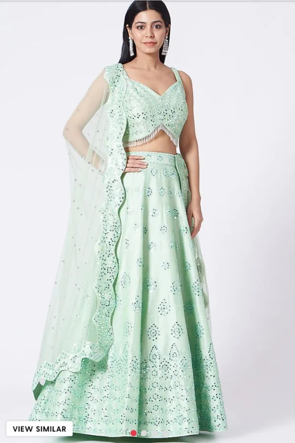 Vandana Sethi Green mirror work lehenga set