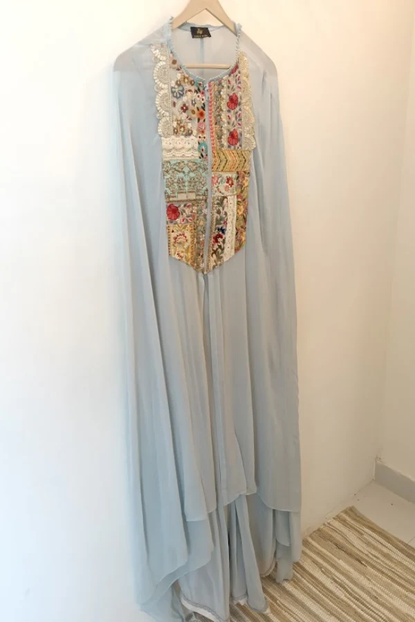 Varun Bahl Embroidered Cape Kurta and Sharara Set - Image 4