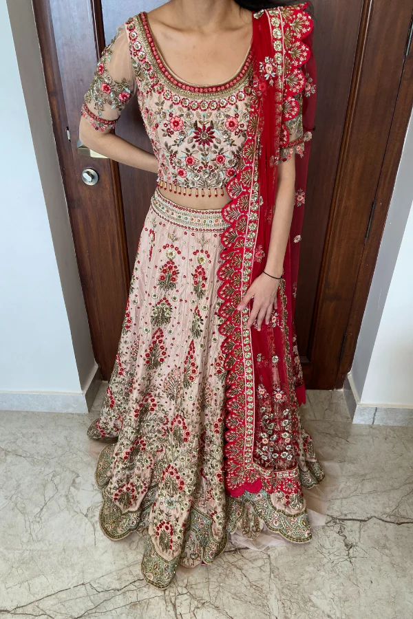 Varun Bahl pink embroidered lehenga - Image 3