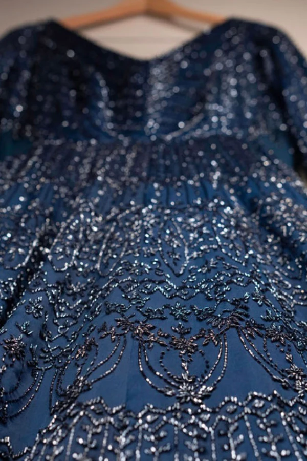 Varun chakkilam Sapphire Blue Floral Gown - Image 4