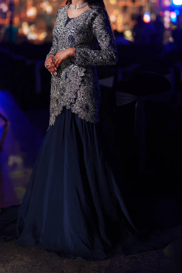 Varun & Nidhika blue embellished gown