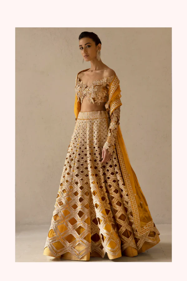 Varun & Nidhika Metallic Barfi Lehenga Set