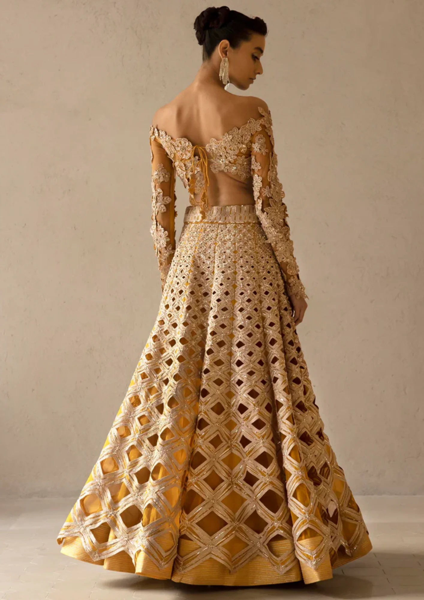 Varun & Nidhika Metallic Barfi Lehenga Set - Image 2