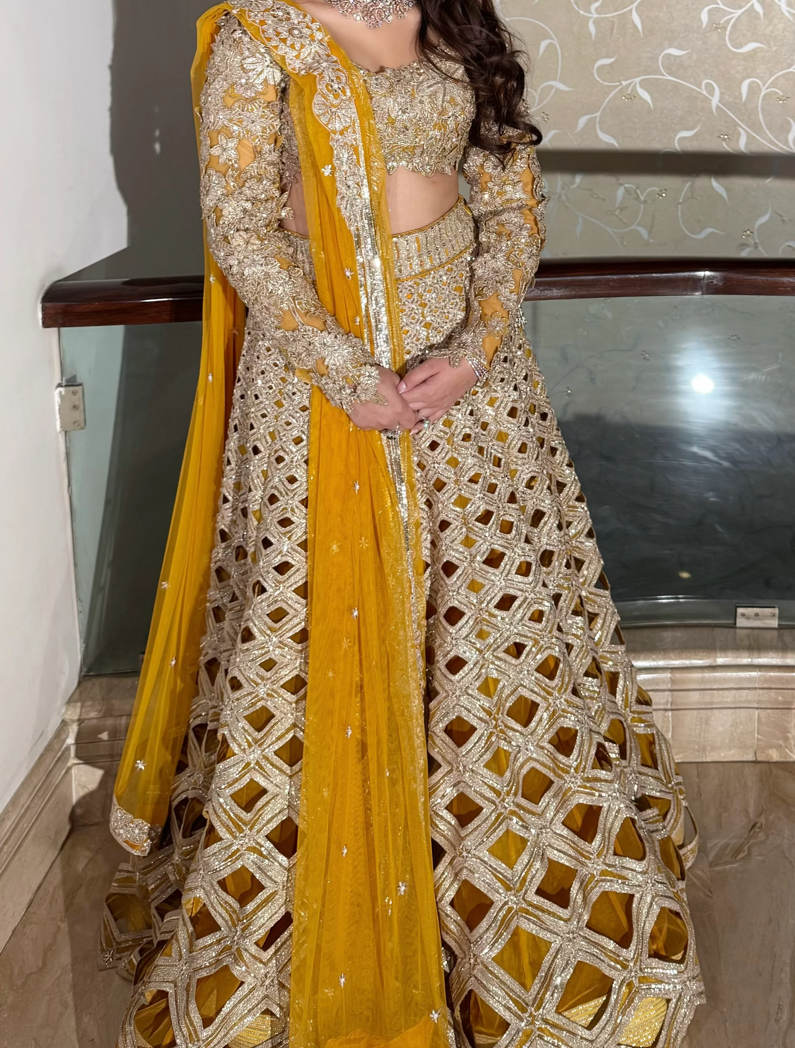 Varun & Nidhika Metallic Barfi Lehenga Set - Image 7