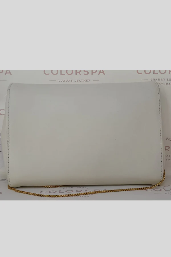 Versace Off White Leather Medusa Chain Clutch - Image 3