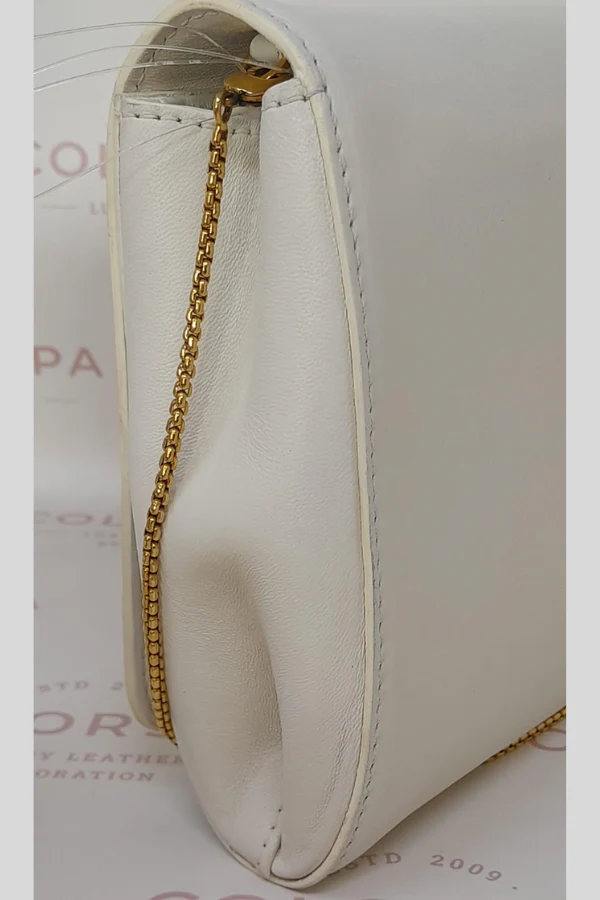 Versace Off White Leather Medusa Chain Clutch - Image 6
