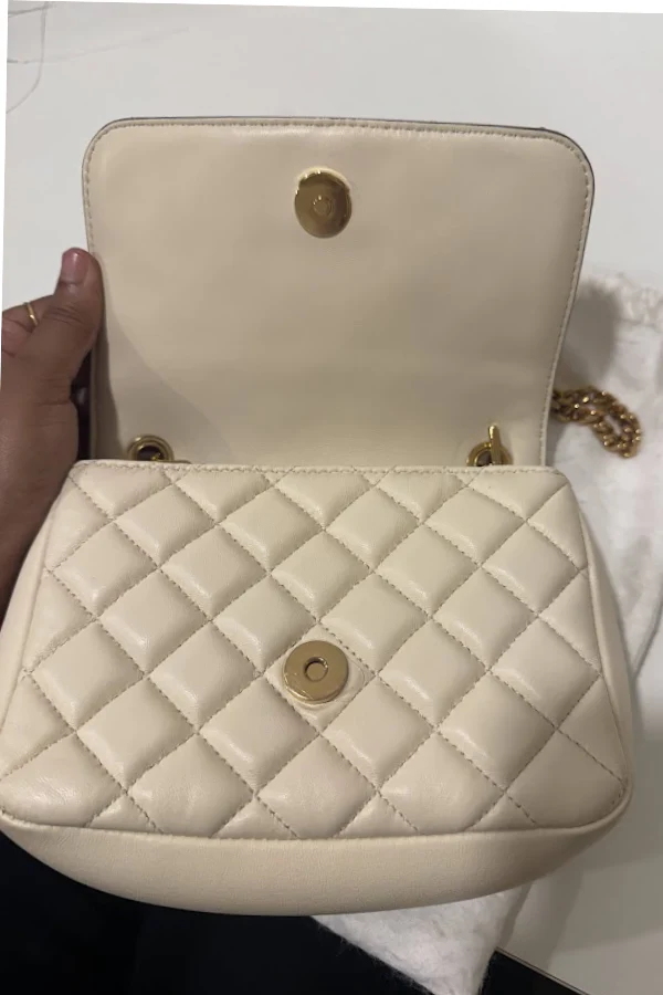 Versace White Quilted Leather La Medusa Chain Crossbody Bag - Image 5