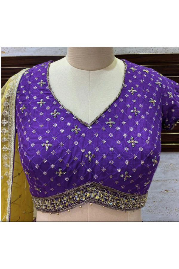 VIOLET MIRROR, SEQUINS AND ZARDOZI  LEHENGA SET - Image 3