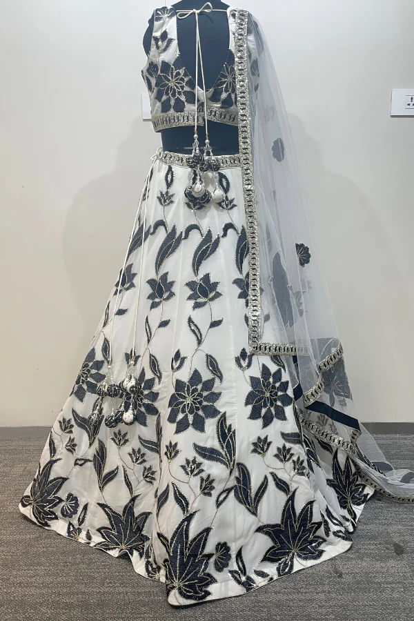 White and black Lehenga set - Image 5