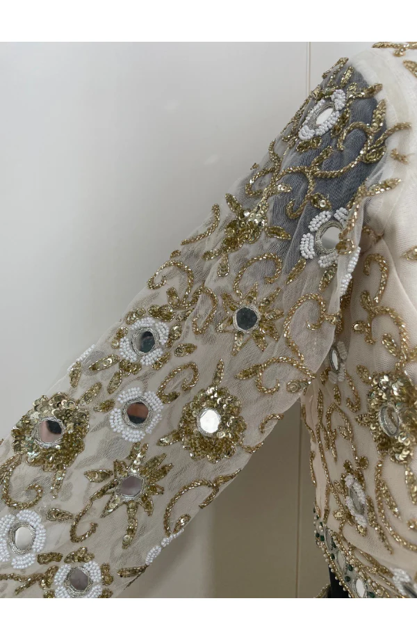 White and Gold Chanderi Lehenga Set - Image 8