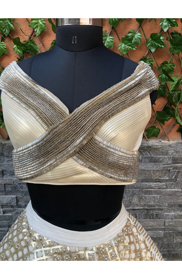 White and gold lehenga set - Image 2