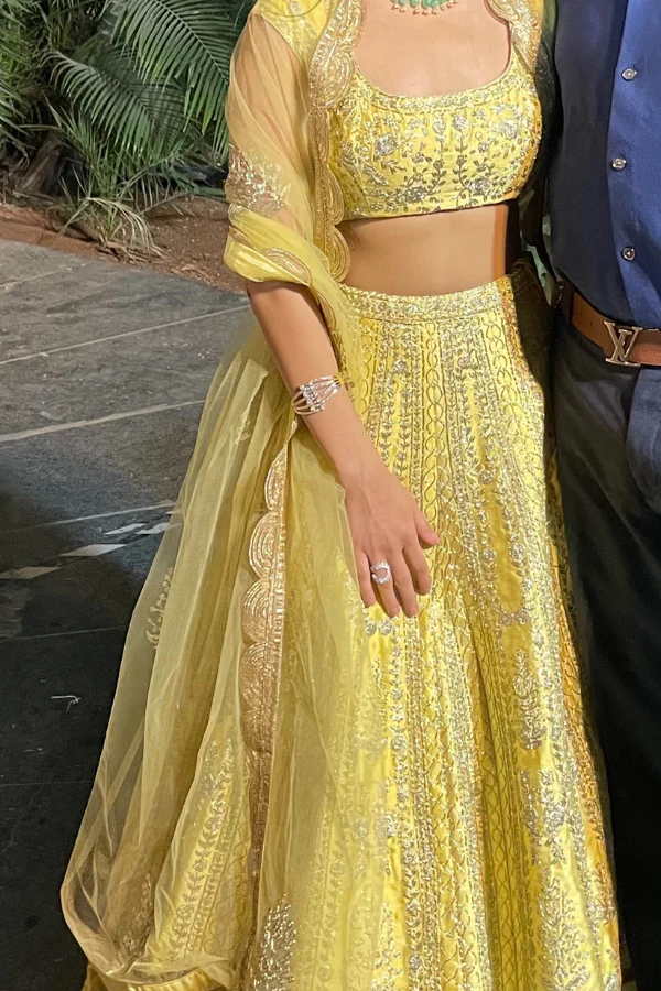 Yellow embroidered lehenga set - Image 2