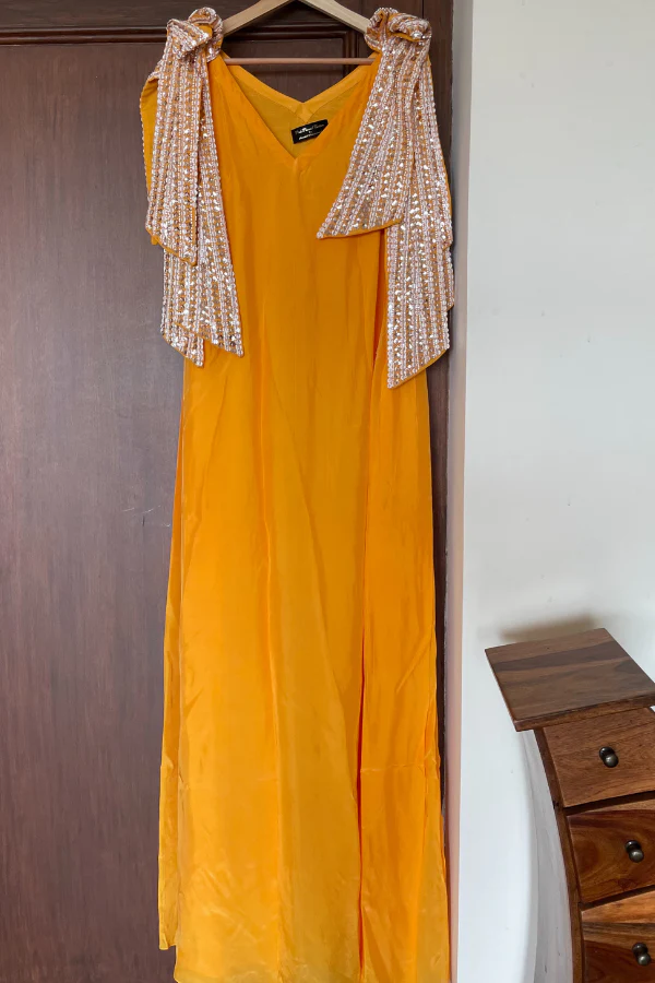 yellow embroidered maxi dress