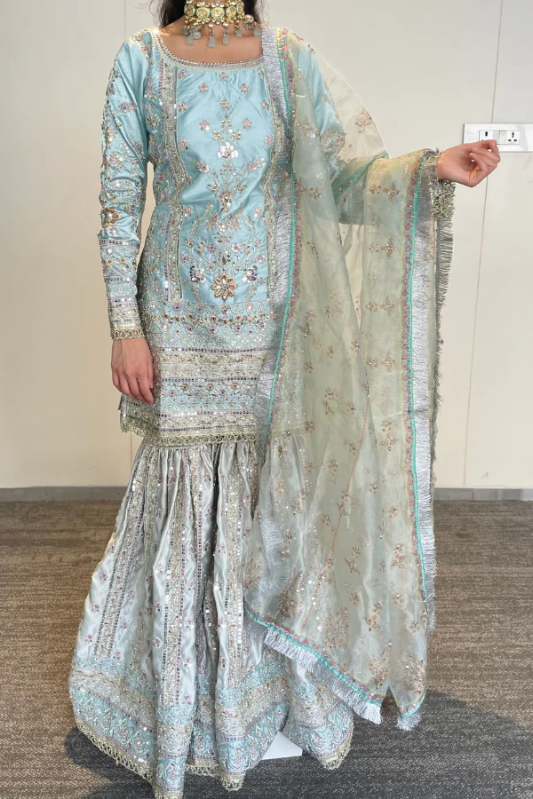 Zari embroidered sharara set